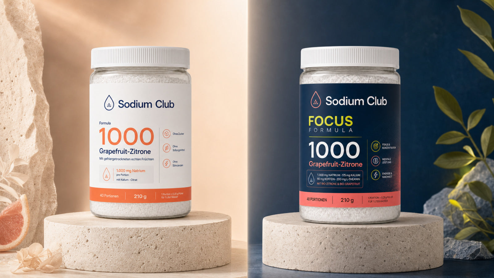 Hydrate Formula 1000 Pure Citrate und Focus Formula Natural Mineral im direkten Vergleich