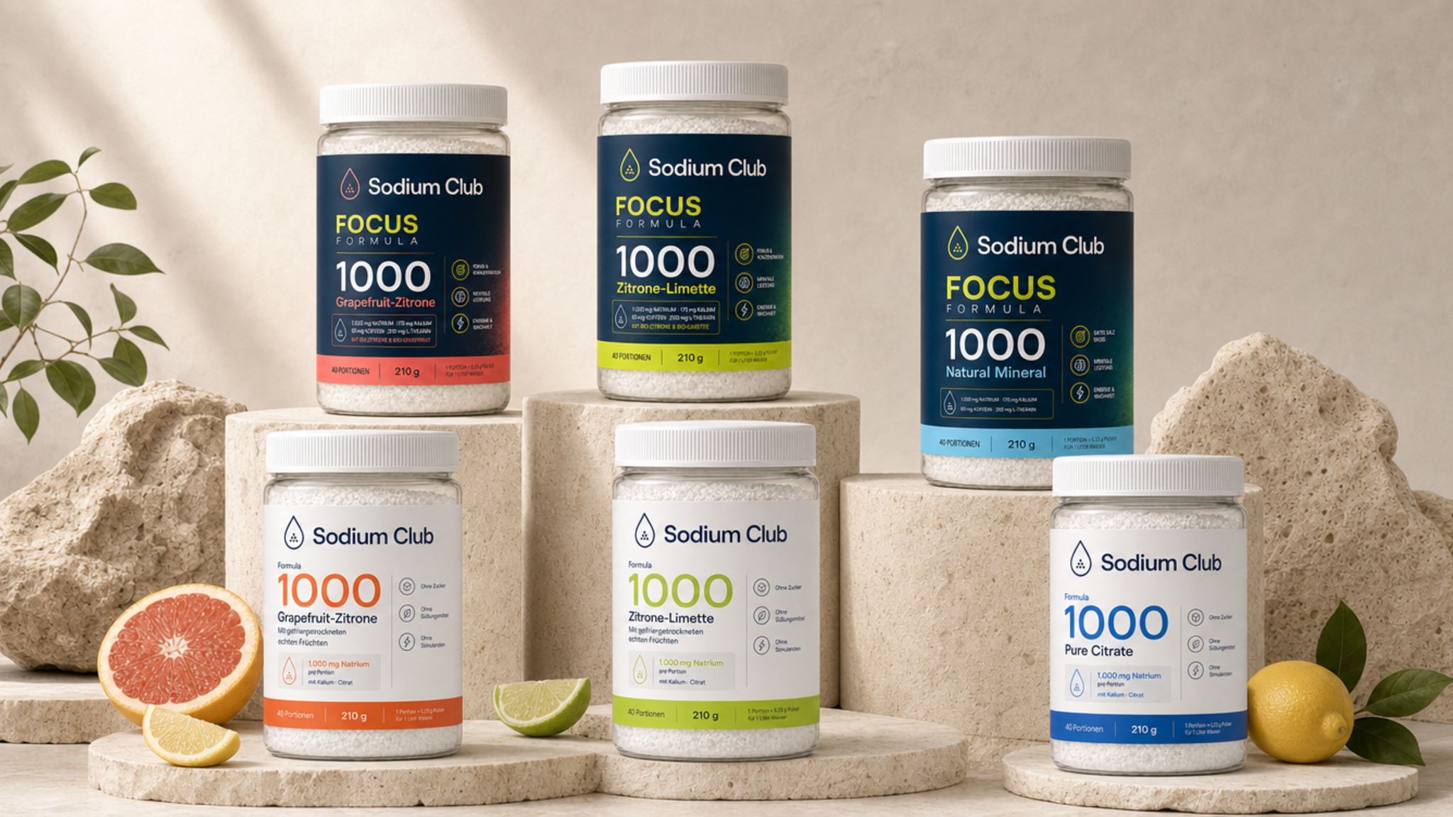 Drei Hydrate Formula 1000 und drei Focus Formula Dosen in allen Geschmacksrichtungen